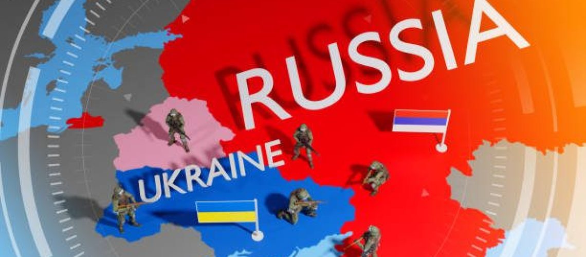 Geopolitical concept. Ukraine and Russia military conflict.
